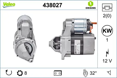 VALEO 438027 Mars Motoru (12v 1,0kw 8 Dıs) A-Class W168 97>04 W169 04>12 B-Class W245 08>11 