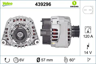 VALEO 439296 Alternator (14v 120a) C-Class W203 00>02 Cl203 01>02 S203 01>02 