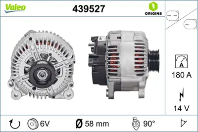 VALEO 439527 Alternator 12v 180a Audı A6 A8 Q7 Touareg 2,7tdı / 3,0tdı 04> 