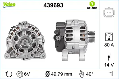 VALEO 439693 Alternator 12v 90a C2 C3 Iı C3 Plurıel C3 Iıı P207 P1007 Tu3a / Tu3aes (1,4 8v) Klımasız 