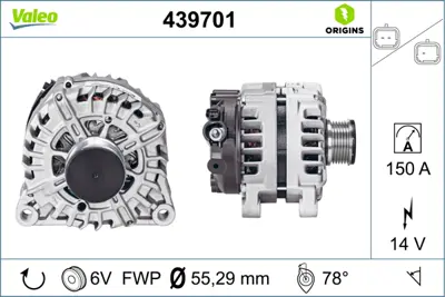 VALEO 439701 Alternator 12v 150a P308 P3008 Partner Tepe P207 P508 P5008 Expert Iıı Jumpy Iıı Scudo Iıı C3 Iıı Ds 