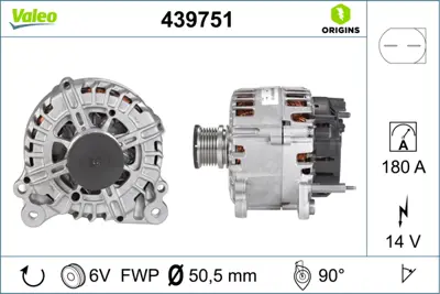 VALEO 439751 Alternator 12v 180a Bosch Tıp Superb 08>15 Passat 07>11 Crafter 11>16 T6 T7 10> 