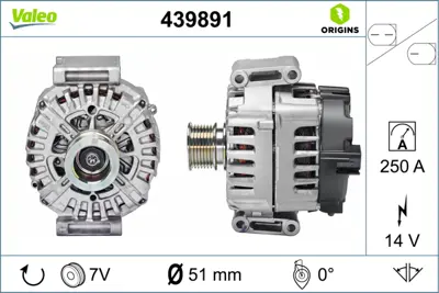VALEO 439891 Alternator (14v 250ah) X166 15>19 C292 15>19 W166 15>18 