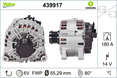 VALEO 439917 Alternator  Volvo S60 Iı (134) Drıve / D2 -T4f  11> 15 S80 Iı (124) 1.6 Drıve 11>15 V40 (525, 526) D 