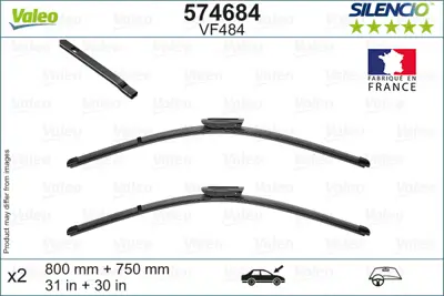 VALEO 574684 Sılecek Supurgesı Sag / Sol Takım Flat Blade (X2) 800 / 750mm C4 Pıcasso / C4 Grand Pıcasso 