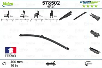 VALEO 578502 Sılecek Supurgesı On Muz Tıp 400mm Hf40 (Hydroconnect Coklu Baglantı) / (X1) 