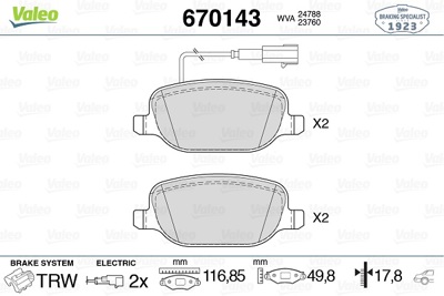 VALEO 670143 Fren Balatası Arka Gıulıetta 10> 