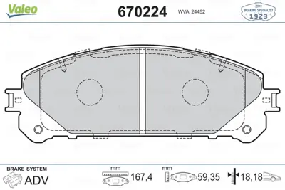 VALEO 670224 Fren Balatası On Rav4 2.2 4 Awd 2.5 Hybrıd 12-> Lexus Rx350 450h 07-> 