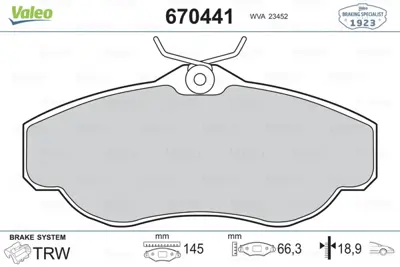 VALEO 670441 Fren Balatası On Dıscovery 2 L318 98>04 Range Rover I 3.9 Vogue 88>94 Range Rover Iı P38a 94>02 