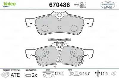 VALEO 670486 Arka Fren Balatası Yarıs 1,0vvt I / 1,3 Vvt I / D 4d 01 / 06> Arac Uretım Yerı Fransa Abs Lı Honda C 