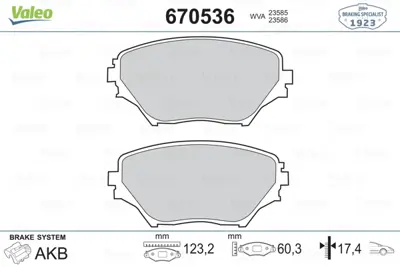 VALEO 670536 On Fren Balatası Rav 4 Iı1,8 Vvt I 2,0 Vvt I 4wd (06.00 ) 