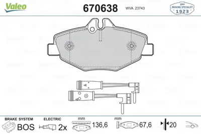 VALEO 670638 Fren Balatası On E-Class W211 02>08 S211 03>09 
