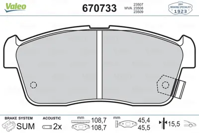 VALEO 670733 Fren Balatası On Suzukı Alto Ignıs 04-> Daıhatsu Sırıon Cuore 04-> 