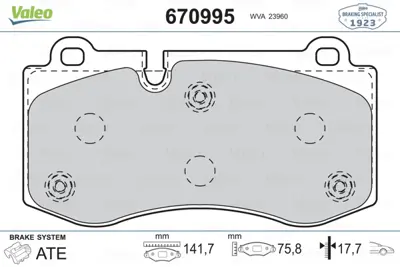 VALEO 670995 Fren Balatası On W211 05>08 W221 06>13 C216 06>13 R230 01>12 