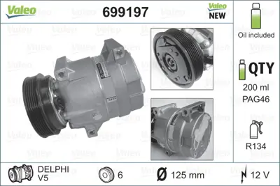VALEO 699197 Klıma Kompresoru Renault Megane I Megane Scenıc I Megane Iı 1.4 1.6 16v E7j K4j K4m 