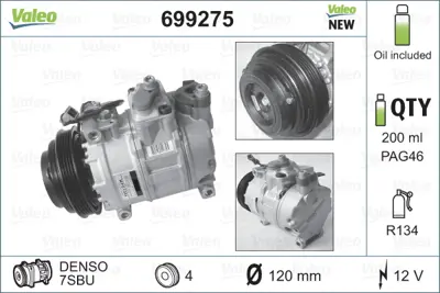 VALEO 699275 Klıma Kompresoru Passat 97>05 A8 94>03 A4 98>01 