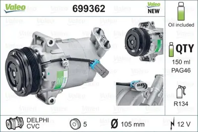 VALEO 699362 Klıma Kompresoru Astra G Astra H Zafıra B Merıva A Z16xep 