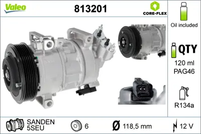 VALEO 813201 Klıma Kompresoru P308 P3008 P5008 Rcz Partner Tepe C4 Iı Ds4 C4 Ds5 Berlıngo Iı Ep6 Ep6c Ep6cdt Ep6c 