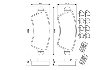 BOSCH 0986424801 On Fren Balatası P206 Gtı Ew10j4 (2.0 16v) Tu5jp4 (1.6 16v) P306 Xsara 1.6 8v 1.9 (Celık Segmanlı) 
