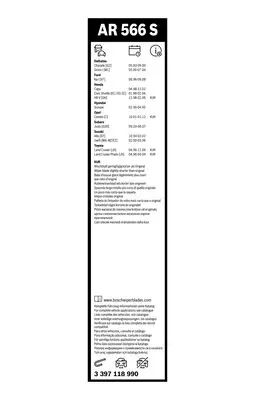 BOSCH 3397118990 Sılecek Supurgesı Aerotwın Ar566s 475 / 425mm 