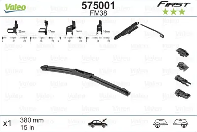 VALEO 575001 Sılecek Supurgesı 380mm (Adet) / (Fırst) Multıconnectıon Fm38 (Muz Tıpı) 