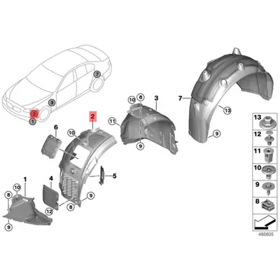 BMW 51717340785 Sol Ön Çamurluk Davlumbazı Ön Bölüm 51717340785