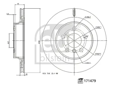 FEBI BILSTEIN 171479 Fren Dıskı Arka Bmw F39 F40 F48 F44 F45 F46 Mını F54 F60 