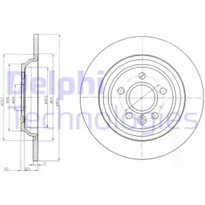 DELPHI BG4239C Arka Fren Aynası Volvo  S60 Iı10> S80 Iı 06> V60 Iı 13> V70 Iı 06> Xc70 06> Düz 302mm 