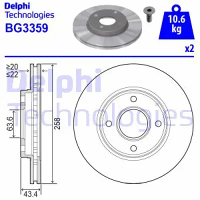 DELPHI BG3359 On Fren Dısk Aynası Focus I 98>04 Fıesta V 00>08 Fusıon 02>12 Ford Ka 1,6 03>08 Mazda Iı 1,2 / 1,4 / 