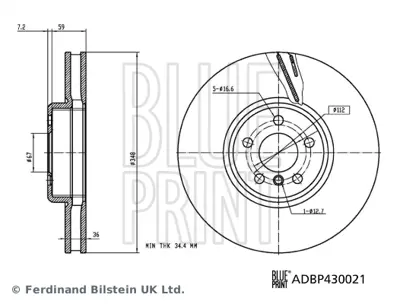 BLUE PRINT ADBP430021 Fren Dıskı On Sag Bmw G20 G30 G11 G01 G02 G05 G14 G15 G32 