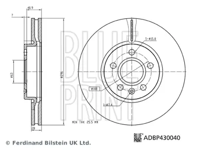 BLUE PRINT ADBP430040 On Fren Dıskı S90 Iı (234) 2.0 D3 15> V90 Iı 16> 16 Jant 
