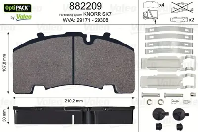 VALEO 882209 Dısk Fren Balatası Bpw Sb4309 