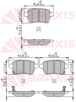 BRAXIS AA0642 Fren Balatası Arka 500l 12> 1.4 1.6d Mjet Egea 16-> 