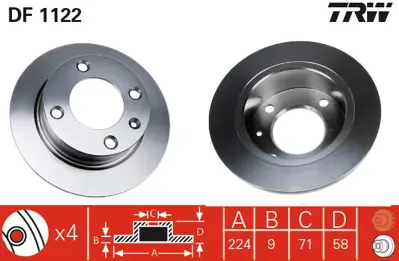 TRW DF1122 Arka Fren Dıskı (Aynası) Xantıa 1,8ı 93>01 2,0ı (93 01), 3,0ı 97>00 