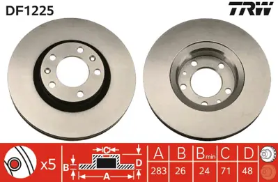 TRW DF1225 On Fren Aynası (Ad) Xm P605 2,0 Srtı / 2,0ı / 2,0ı T / 2,1d / 2,5dt / 3,0 V6 90 