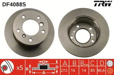 TRW DF4088S Fren Dıskı Arka Sprınter 96> Lt28 Lt46 Lt35 96> G-Class W461 09> W463 11> 