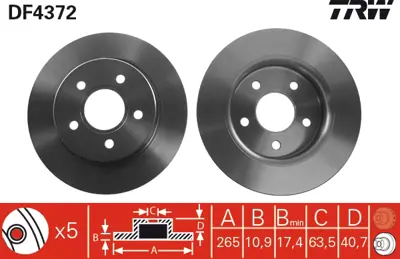 TRW DF4372 Arka Fren Dısk Aynası Focus Iı 04 /> Focus Iı C Max 03>07 C Max 07 /> 1,6tı 16v / 1,6tdcı / 1,8 Mazd 