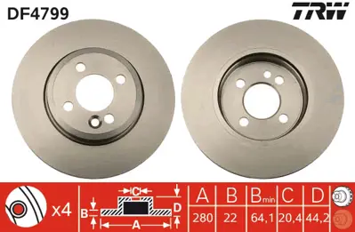 TRW DF4799 Fren Dıskı On Havalı Mını R55 R56 R57 R58 R59 