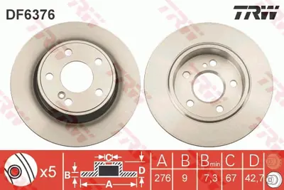 TRW DF6376 Fren Dıskı Arka A-Class W176 12>18 B-Class W246 11>18 