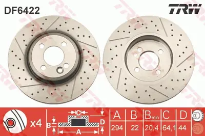 TRW DF6422 Fren Dıskı On Mını R55 R56 R58 R59 
