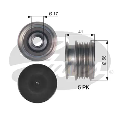 GATES OAP7126 Alternator Kasnagı Ford Mondeo Iv 07 15 2.5 Volvo S40 Iı 10 12 / S60 I 04 Iı 12 S80 Iı 06 V70 Iıı 06 30667682