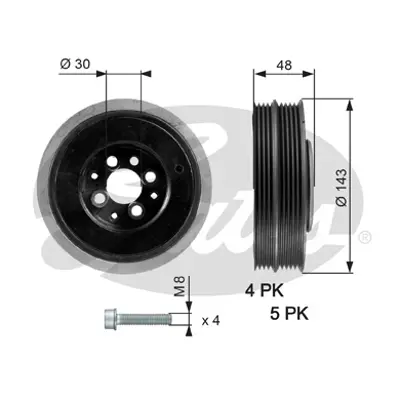 GATES TVD1015A Krank Kasnagı Passat 00>05 A4 00>04 A6 00>05 1.9 Tdı 038 105 243 F