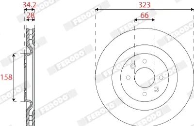 FERODO DDF2784C Fren Dıskı On Ds3 P208 1.6thp Cap 323mm Kalınlık 28mm 10> 4249L6