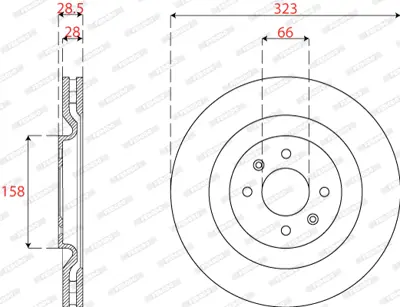 FERODO DDF2784C Fren Dıskı On Ds3 P208 1.6thp Cap 323mm Kalınlık 28mm 10> 4249L6