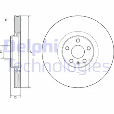 DELPHI BG9231C On Fren Dıskı Volvo S90 Iı 15> V90 Iı 15> Xc90 Iı 15>18 [mm]: 30; Jant Delık Sayısı: 5; 
