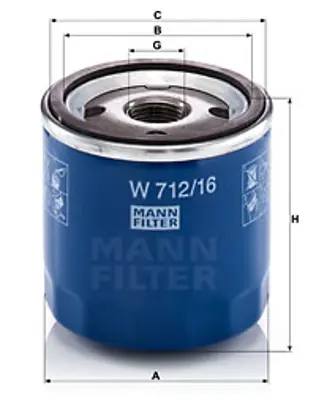 MANN FILTER W712/16 Yag Filitresi Bravo Marea Doblo Panda Iı Punto Iı Stılo Alfa 145 / 146 / 147 / 155 / 156 / 166 