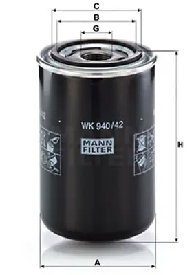 MANN FILTER WK940/42 Yakıt Filitresi Scanıa 4-Serı 94/114/124 96>08 P.G.R.T.-Serı 04> 