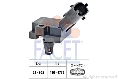 FACET 10.3186 Hava Basınc Sensoru Volvo C30 (533) D5 06>12 C70 Iı (542) T5 07>09 S40 Iı (544) 2.4 D5  S60 I (384)  
