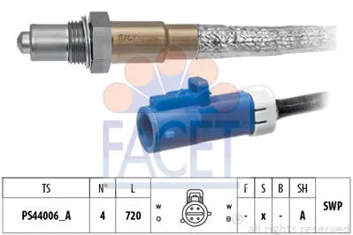 FACET 10.8298 Oksıjen Sensoru Focus Cmax 04> Focus Iı 05>focus Iıı: 1.6 13>  Volvo C30 07>12 S40 04> 435mm 