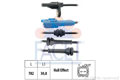 FACET 21.0061 Abs Kablosu Sensoru Arka 1007 C2 C3 C3 Iı C3 Plurıel Boy 720mm 